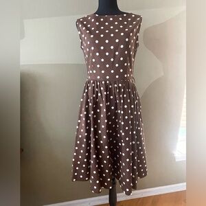 Lindy Bop Brown and White Polka Dot Midi Dress